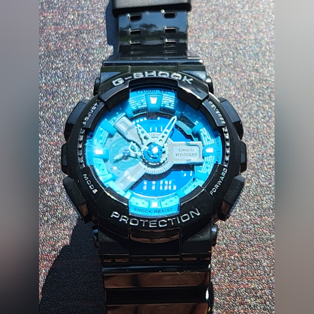 G-Shock Casio GA-100C Black Blue Dial Analog Digital Men’s Sports Watch 200M